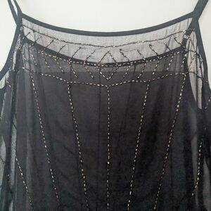 Elegant Black Beaded Women's Top
